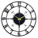 AUROMIN Stylish Metal Wall Clock for Home and Hall, Living Room, Bedroom, Office, Antique Big Size (Style 1, 40cm)(Black)