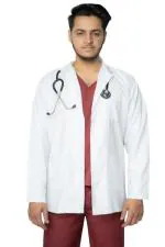 UNIQFORM Doctor's Apron For Men | Wrinkle Resistant Lab Coat | Ideal for Doctors, Nurses, Dentists and Healthcare Professionals Full Sleeve