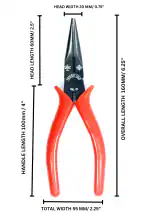 PERFECT TECH Combination Long Nose Cutting Plier 6 Inch | Cutting Plier Tool Kit | Anti-Rust Properties For Gripping | Holding And Cutting Wires | Industrial & Plumber Hand Tools | Pliers For Home Tool Kit | NBL-06 (160 mm/ Red)KS