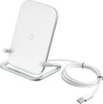 Baseus White Cobble Qi Wireless Induction 15W Horizontal Holder Stand