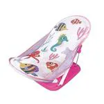 Safe-O-Kid Aqua Print Baby Bather for Baby 0-12 Months, New Born Baby Bath Chair, Position Adjustable, Washable Soft Mesh, Large Seat - Pink