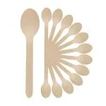 G 1 Beige Wooden Bio-degradable Disposable Spoons 14 cm (100 pcs)