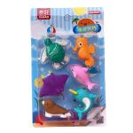 Festiko Marine Ocean Theme Eraser Set of 6 Pcs For Kids with Cute Water Animals & Creatures Characters, stationery Gift for Kids