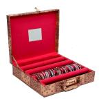 DUGRAJ INDUSTRIES 4 Rod Bangle Box | Wooden Jewelry Box | Wedding Vanity Box | Velvet Coated Wedding Bracelet Organizer for Women & Girls ( Red & Golden ) Pack of 5