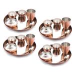 Stainless Steel Hand Hammered Antique Copper Plated Dinner Set for Kitchen | Dinner Thali Set | Serveware and Dinnerware 24 Pcs Set of 4