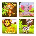 The Flyer's Bay Fiddly's Animals Wood Jigsaw Puzzles for Kid and Childrens 9 Pieces (Pack of 4)