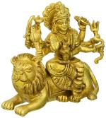 IDOL COLLECTIONS Golden Brass Goddess Ambaji Sitting On Lion Idol Idols l GOD IDOLS
