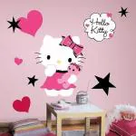 Asmi Collections 100 cm Cute Hello Kitty Removable Sticker (Pack of 1) | Wall Sticker | waterproof wall sticker