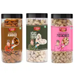 D'Nature Fresh Premium Dry Fruits Combo Pack (Almonds, Roasted Cashew, Pista) 500g Jar Each