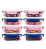 Glass Food Storage Containers with Blue Lids, Glass Containers, Airtight Glass Lunch ,BPA Free & Leak Proof.