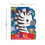Jungle Activity and Colouring Book- Die Cut Animal Shaped Book : Children Book Pages 48 Board Book Interactive & Activity Book by Dreamland Publications