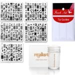Royalkart Nail Art Stamping Kit Jumbo Image Plate With Soft Nail Silicon Stamper, Scrapper & 3D Nail Art Wheel