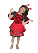 Kaku Fancy Dresses Red Lady Bird Girl Insect Costume -Red, 5-6 Years, For Girls