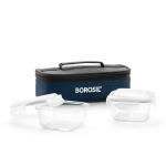 Borosil Elite Borosilicate Glass Lunch Box Set of 2 (320 ml Each) With Lunch Bag, Square, Lunchbox For Office & College, Microwave Safe, Leak Proof, Horizontal
