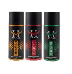 HANAS Classic, Legend & Honour Deodorant Cross Combo For Men - Pack of 3 (150ml Each) | Long Lasting Fragrance | Body Spray