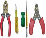 DUMDAAR Plier Electric Tester Wire cutter & 2in1 Screwdriver (Pack of 4) Hand Tool Kit