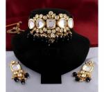 Gyaan Jewels Handmade Alloy Earring and Necklace Set Black (Women) (Pack of 1) Free Size