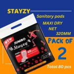 Stayzy Dry Net Maxi Jumbo Sanitary Napkin Pad With Panty Liner 320 mm Pack of 2(80Pcs) XXXL