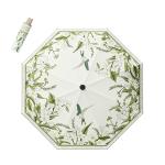 House of Quirk Folding Umbrella with Floral Pattern - Stylish Compact Parasol for Rainy Days (White Flower)