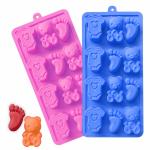 moldberry 12 Cavity Bear Bodysuit Feet Silicone Candy Baby Shower Theme Mold Chocolate Mold ice Cube Tray Crayons Mold Fondant Cake Mold Mini Soap Mold Flexible Reusable Making Mould