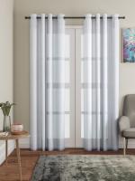 Lushomes sheer curtains 7.5 ft, Grey, Melody, white sheer curtains, Grey (54 x 90 inch, Pack of: 1)
