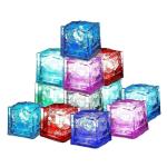 MAPPERZ LED Ice Cube Shape Lights-Liquid Activated Submersible, Reusable-Color Change, Battery Operated for for Drinks with Changing Lights for Club Bar Party Wedding Décor, Multicolor, Pack Of 30