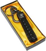 OBEROIS TRADERS Black Leather Criss Cross Design Bike Key Anti-Rust Key Ring With Hook Key Chain () Parts