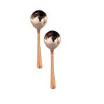 Indian Art Villa Hammered Stainless Steel Soup Spoon with Copper Handle 7 inch (Set of 2)