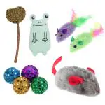 Emily Pets 5 in 1 Cat Set Feather Toy & Catnip Candy, Balls Toys For Cats & Kittens (Pack of 5, Color May Vary)