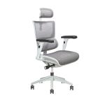 Assiento Ecstasy Ergonomic White Solid Nylon, Mesh Office Chair with Headrest Lumber Support (50 x 47 cm)