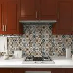 JAAMSO ROYALS Multicolour Tiles DesignVinyl Oil Proof Rust Proof Kitchen Wallpaper (200 CM X 60 CM )