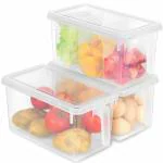 Woodonick Fridge Organizer Plastic Food Storage Container Refrigerator Organizer-Pack of 5