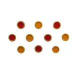Comet Busters Red And Yellow Round With Gold Beads Border Bindi For Women