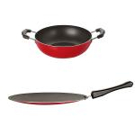 Nirlon 2 pcs of Red and Black Non-stick Aluminium Kitchenware Combo Set, Standard
