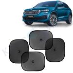 Kingsway Car Curtain Sticky Sun Shade Universal Use for Skoda Kodiaq, 2022 Onwards Model, Color : Black, Mesh, Pack of 4 Piece Car Sun Shades Blinds Cover