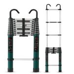 Plantex Ladder for Home/Aluminium 3.8 meters(12.5 ft.) 10-Steps Telescopic Ladder/Extendable Portable Steps and Compact Design - (Green)