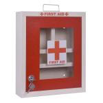 Plantex Rust Proof Red and Grey Metal Emergency First Aid Kit Box 28.5 x 8 x 32.5 cm