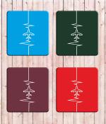Whats Your Kick Heart Beats With Plane Printed Set of 4 Coaster With Metal Stand