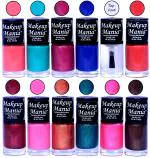 Makeup Mania HD Color Nail Polish Set of 12 Pcs (Combo MM-125) Coral Pink, Turqoise, Light Magenta, Blue, Top Coat, Orange, Light Pink, Copper, Bottle Green, Dark Brown (Pack of 12)