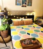 Home Designs Classic Brown Nylon Floral 1 Bedsheet with 2 Pillow Covers 78 x 72 inch