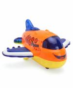 KiddyBuddy - Baby's Little World Bump and Go Airplane with Music and Lights - Orange, Yellow & Blue
