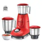 Prestige Clovis 550 W Mixer Grinder, 3 Jars (1500 ml, 1000 ml, 300 ml) (Red, Silver)