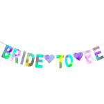 Festiko Holographic Bride To Be Banner, Iridescent Bridal Shower Sign Hanging Party Decorations For Bachelorette Weekend, Engagement, Bridal Shower, Wedding Party Celebration