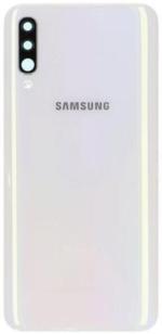 PURPLESAVVY White Fiber With Camera Ring Lens Back Panel For Samsung Galaxy A50