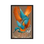 Random Kingfisher Bird Art Printed Wall Painting (12 X 18 Inch )