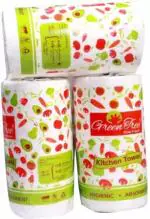 Green Tree Rise Fresh 4 Ply Kitchen Towel, Paper Towel, Paper Role Tissue Roll 20 cm * 20 cm - Pack of 3 with 240 Sheets (4 Ply, 240 Sheets)