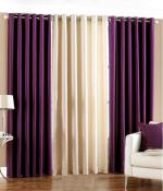 Indian Online Mall Polyester Wine, Cream Plain Door Curtain Set - 7 Feet X 4 Feet (Set Of 3)-