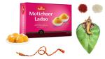 Feastive Celebrations Haldiram Moti Choor Laddoo Classic Bhai Dooj Hamper With Ganesha Keepsake, Mauli, Kesar And Chawal With Complimentary Surprise Gift