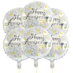 AMFIN (Pack of 7) Happy Anniversary Foil Balloon / Anniversary Decoration foil / Foil Decoration Anniversary / Suprise Anniversary Balloon