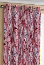 Reyansh Decor Maroon Polyester Blend Printed Eyelet Door Curtains, 4 X 7 Ft (Pack Of 3)